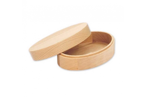 ovalna drvena kutija s poklopcom / Oval wooden box with lid